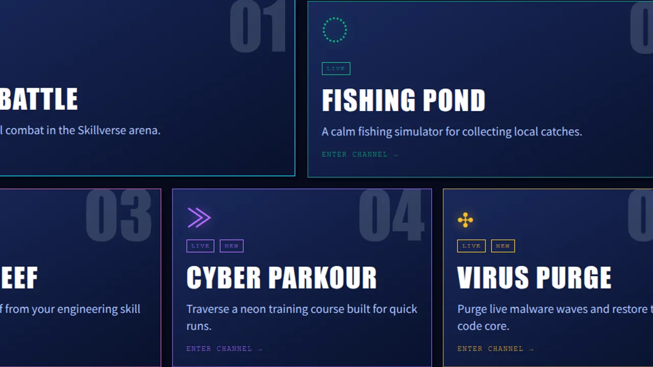 Skill PlatformのCyber Arcadeゲーム選択画面